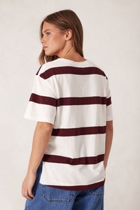 Stevie Slouchy Split Hem Tee - Vanilla/Burgundy Stripe - Sare StoreCeres LifeT-shirt