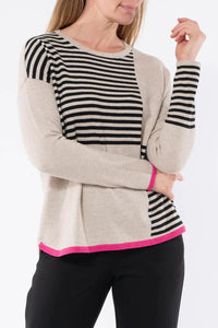 Stripe Block Pullover - Almond Milk - Sare StoreJumpKnit
