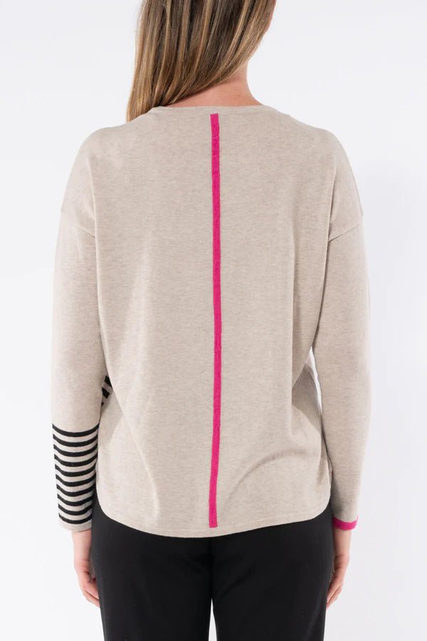 Stripe Block Pullover - Almond Milk - Sare StoreJumpKnit