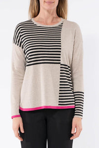 Stripe Block Pullover - Almond Milk - Sare StoreJumpKnit