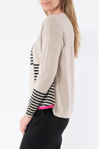 Stripe Block Pullover - Almond Milk - Sare StoreJumpKnit