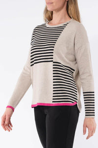 Stripe Block Pullover - Almond Milk - Sare StoreJumpKnit