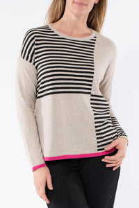 Stripe Block Pullover - Almond Milk - Sare StoreJumpKnit