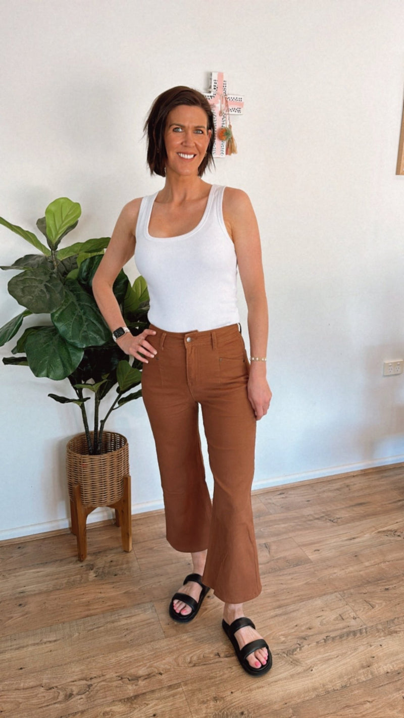 Tan Crop Jeans - Sare StorePaper HeartPants
