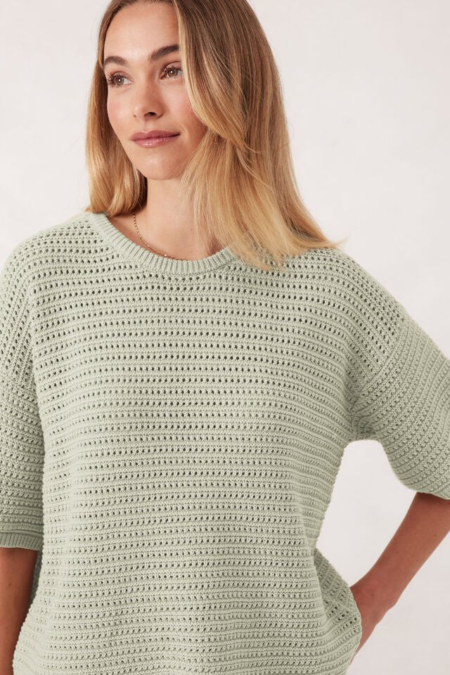 Textured Boxy Knit Tee - Matcha - Sare StoreCeres LifeT-shirt