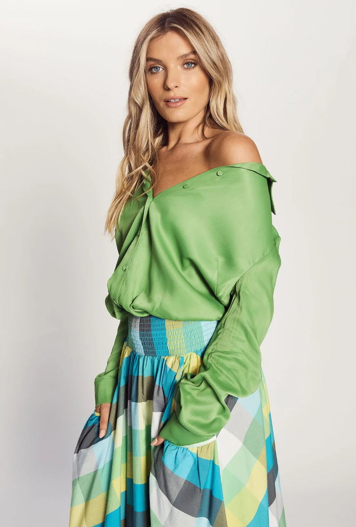 The Satin Shirt - Kelly Green - Sare StoreWe are the othersTops