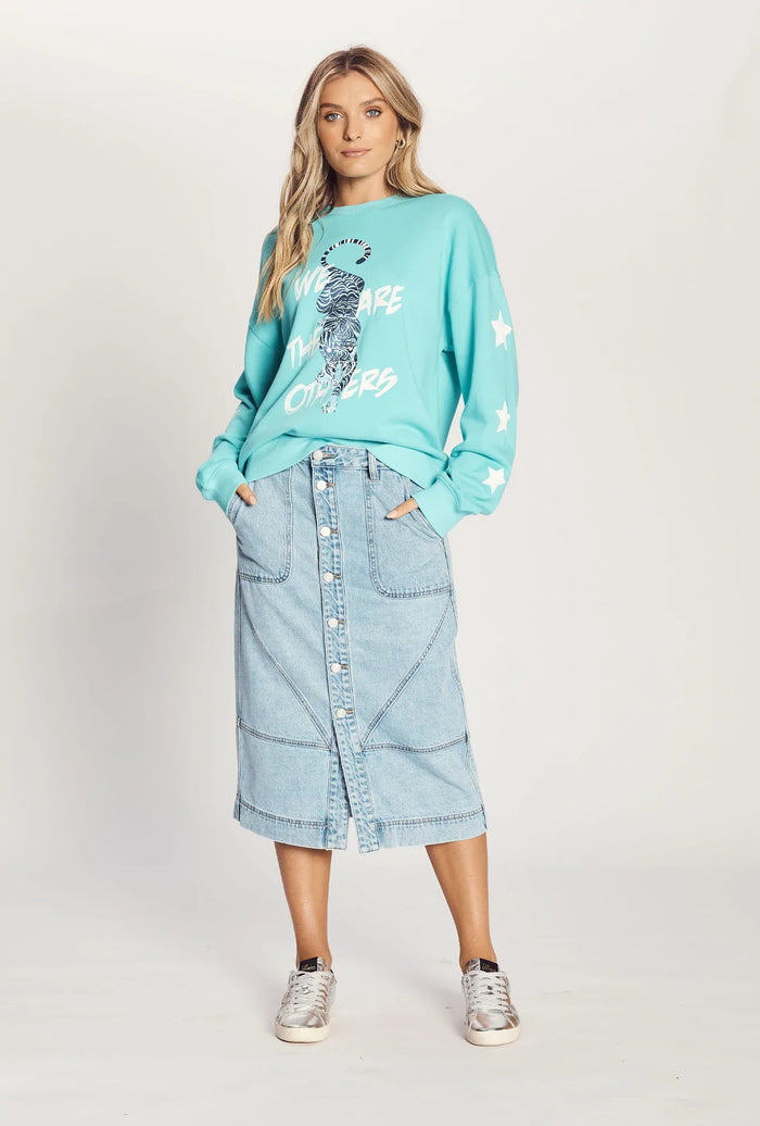 The Slouch Sweat - Aqua With Tiger Star - Sare StoreWe are the othersTops