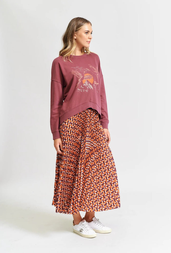 The Sunray Pleat Skirt - Burgundy Wicker Print - Sare Storewe are the othersSkirt
