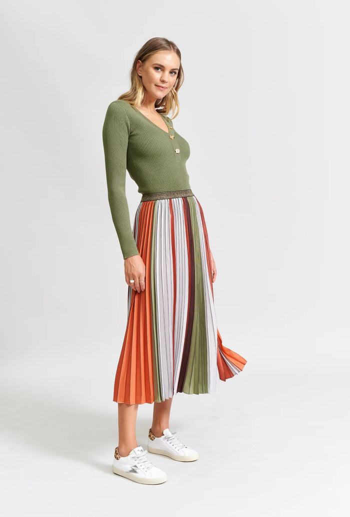 The Sunray Pleat Skirt - Khaki Bone Lines - Sare StoreWe are the othersSkirt