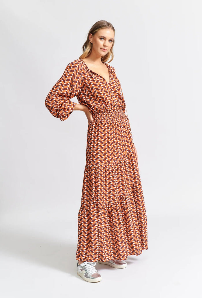 The Tiered Maxi Dress - Burgundy Wicker Print - Sare StoreWe are the othersDress