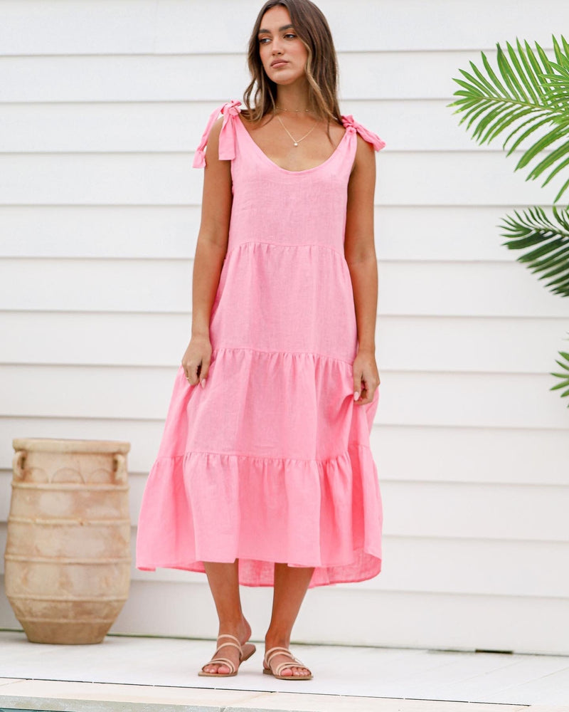 Tie Dress with Pockets Barbie Pink - Sare StoreLabel of LoveDress
