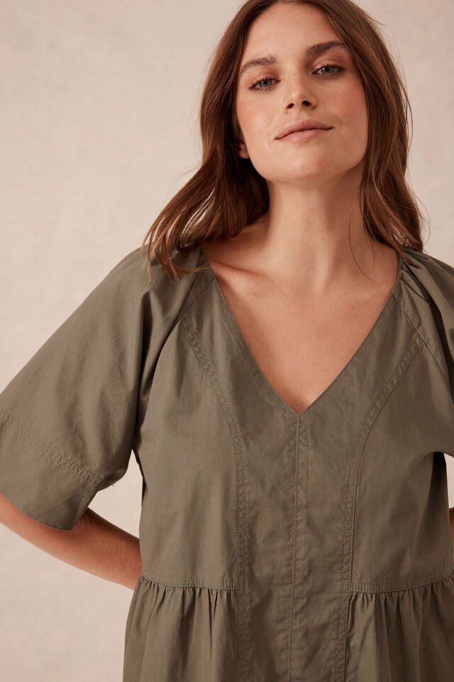 Tiered Poplin Mini Dress - Soft Olive - Sare StoreCeres LifeMini Dress