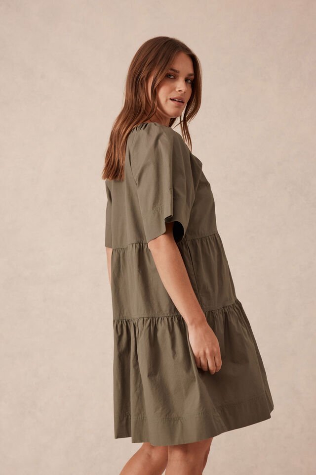 Tiered Poplin Mini Dress - Soft Olive - Sare StoreCeres LifeMini Dress
