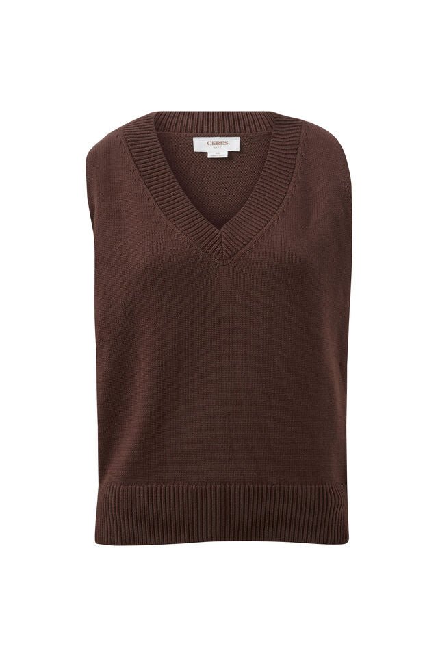 V Neck Knit Vest - Winter Choc - Sare StoreCeres LifeVest