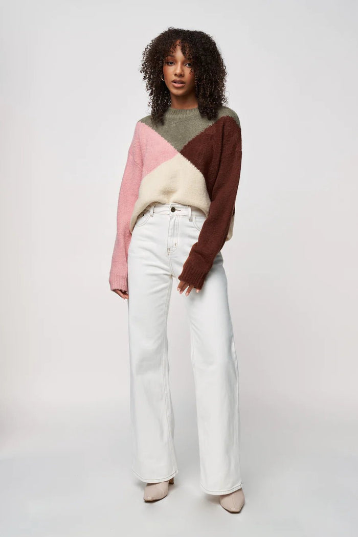 Vivienne Knit Jumper - Cream/Green/Pink/Brown - Sare StoreApero LabelKnit