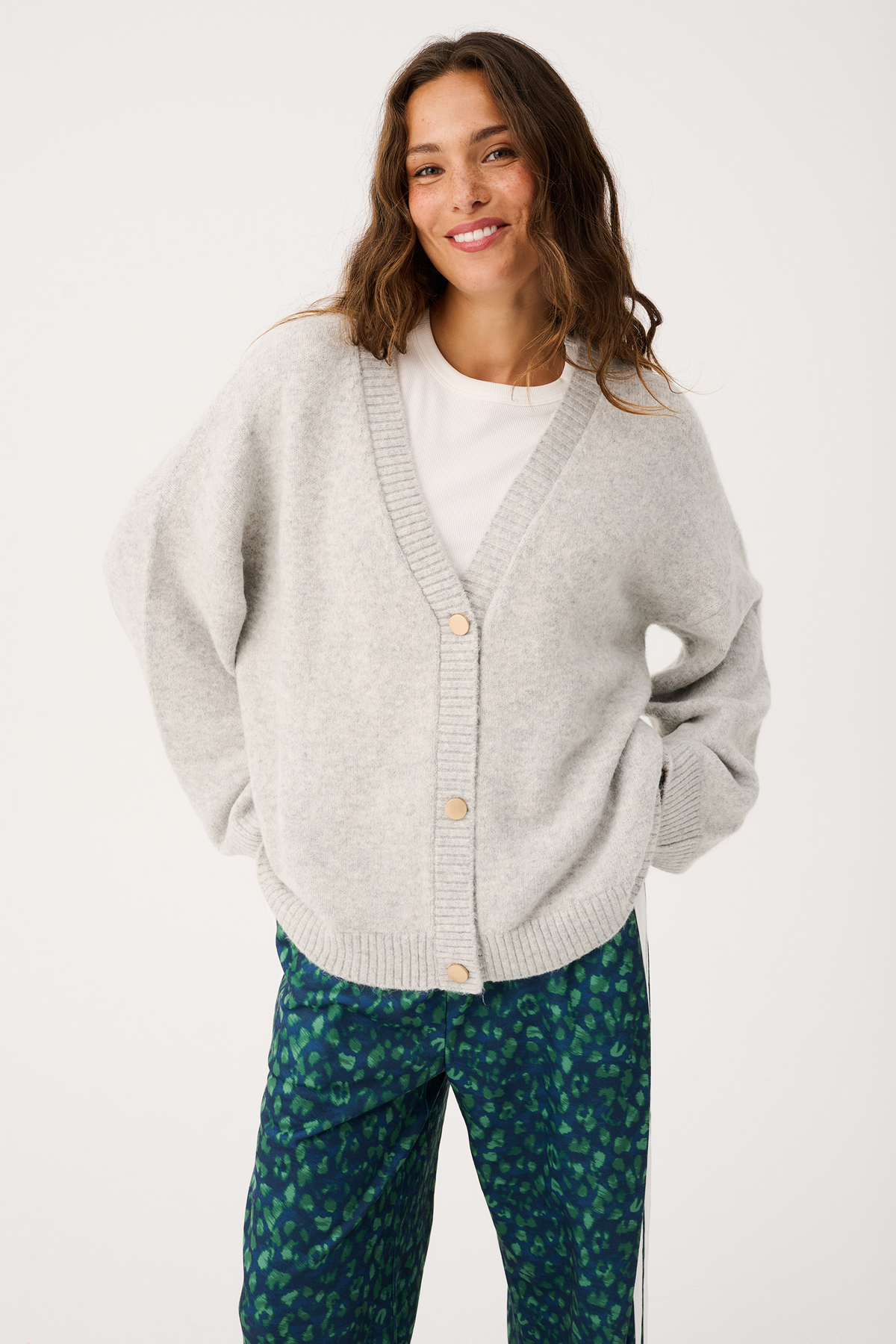 Adela Knit Cardi - Grey Marle