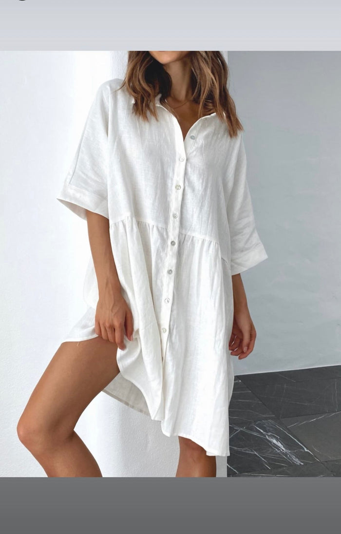 White Linen Dress - Sare StoreWhite ClosetDress