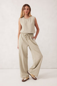 Wide Leg Terry Trackpant - Matcha Side Stripe - Sare StoreCeres LifeTrackpants