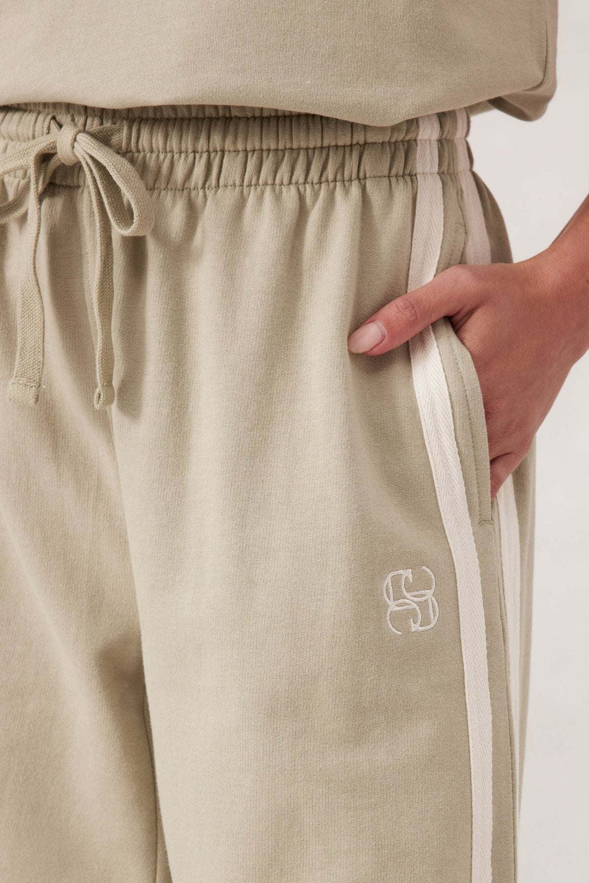 Wide Leg Terry Trackpant - Matcha Side Stripe - Sare StoreCeres LifeTrackpants