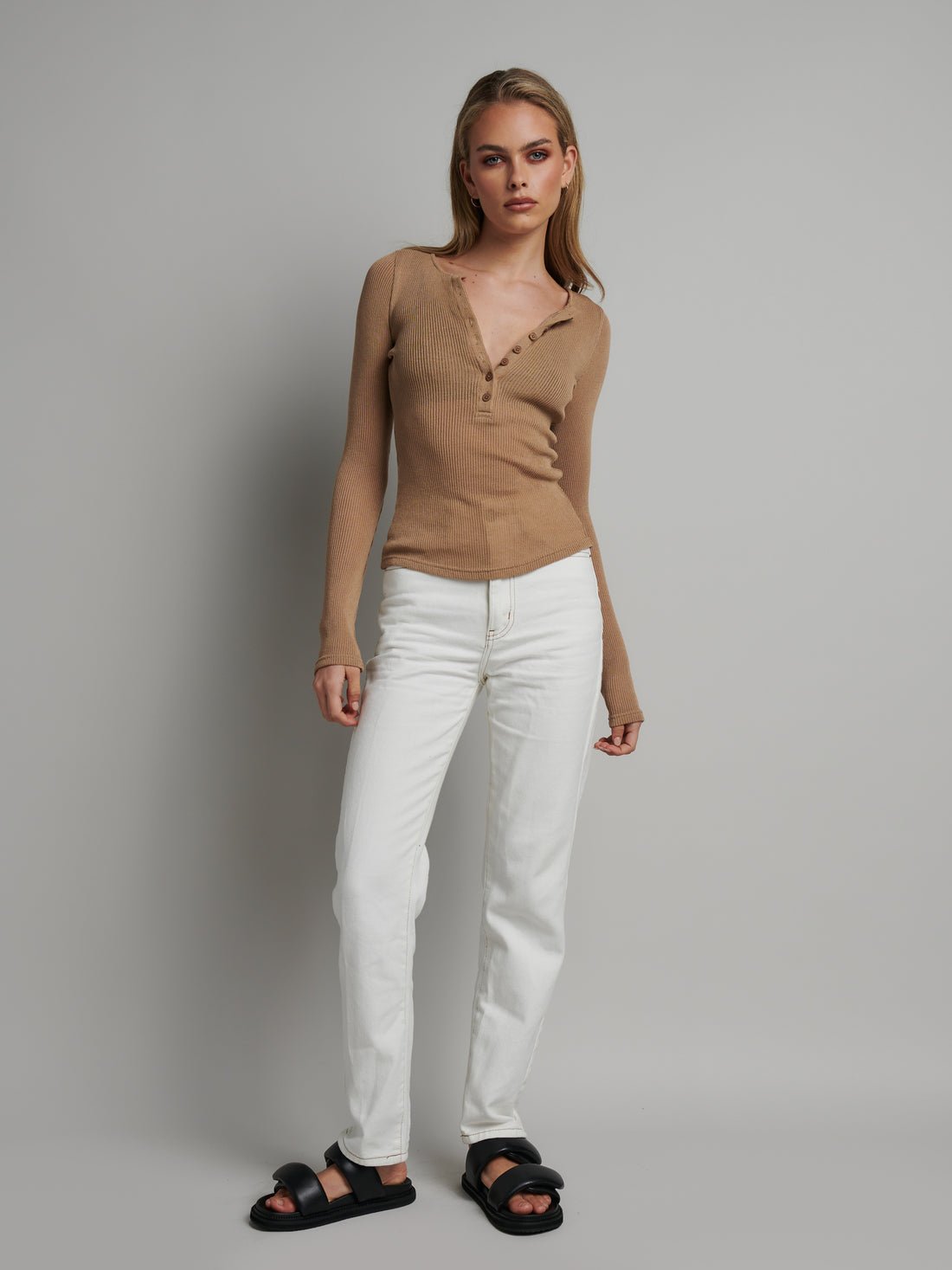 Sare Button BAYSE | Xavier Button Top - Latte – Sare Store