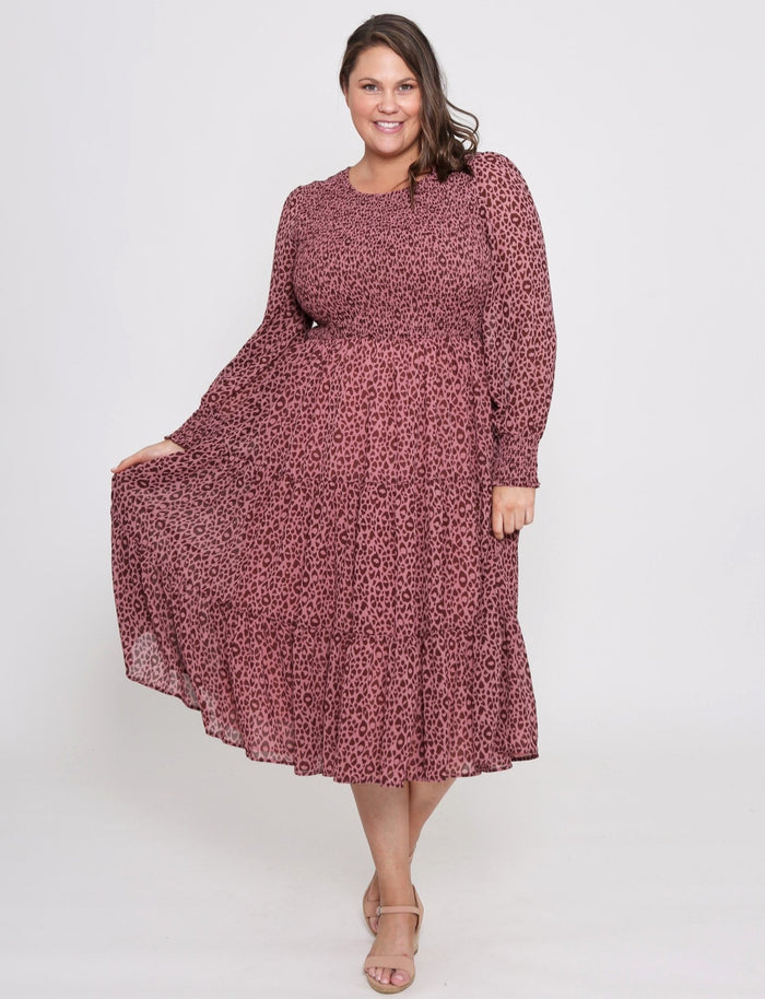 Zarel Dress Dark Rose Leopard - Plus size - Sare StoreLeoni AustraliaDress