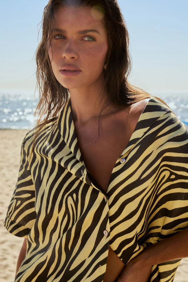 Button UP SS Shirt - Zebra