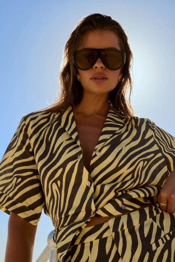 Button UP SS Shirt - Zebra