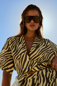 Button UP SS Shirt - Zebra