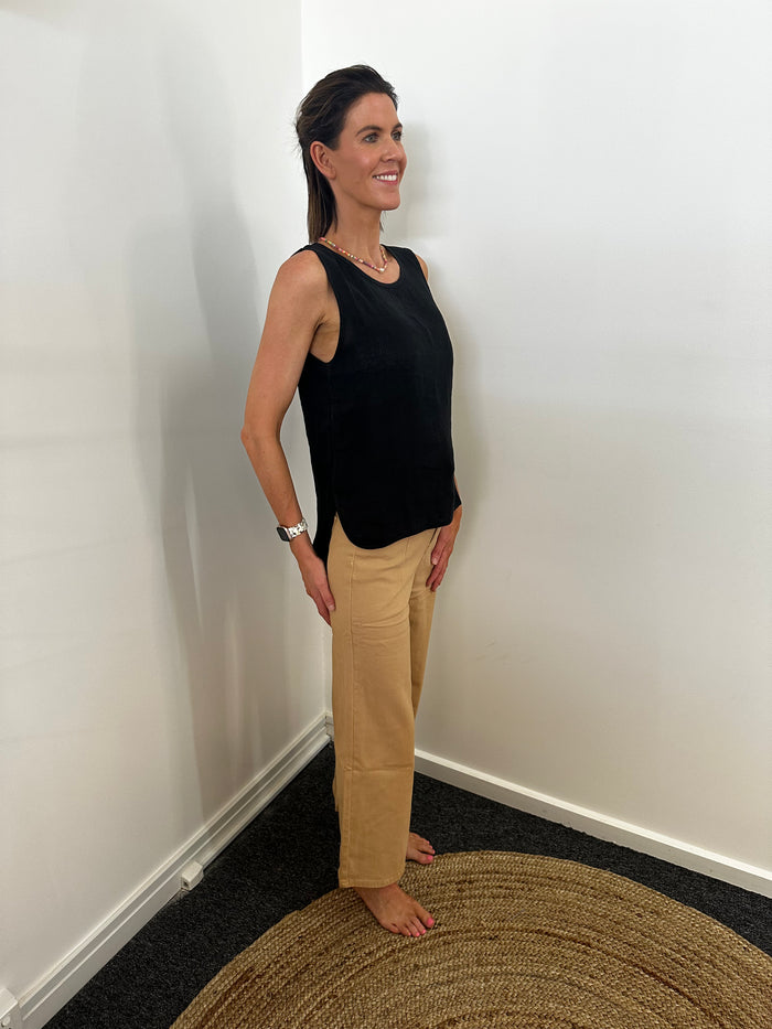 Anya Linen Top Black - Sare Store Little Lies Tops
