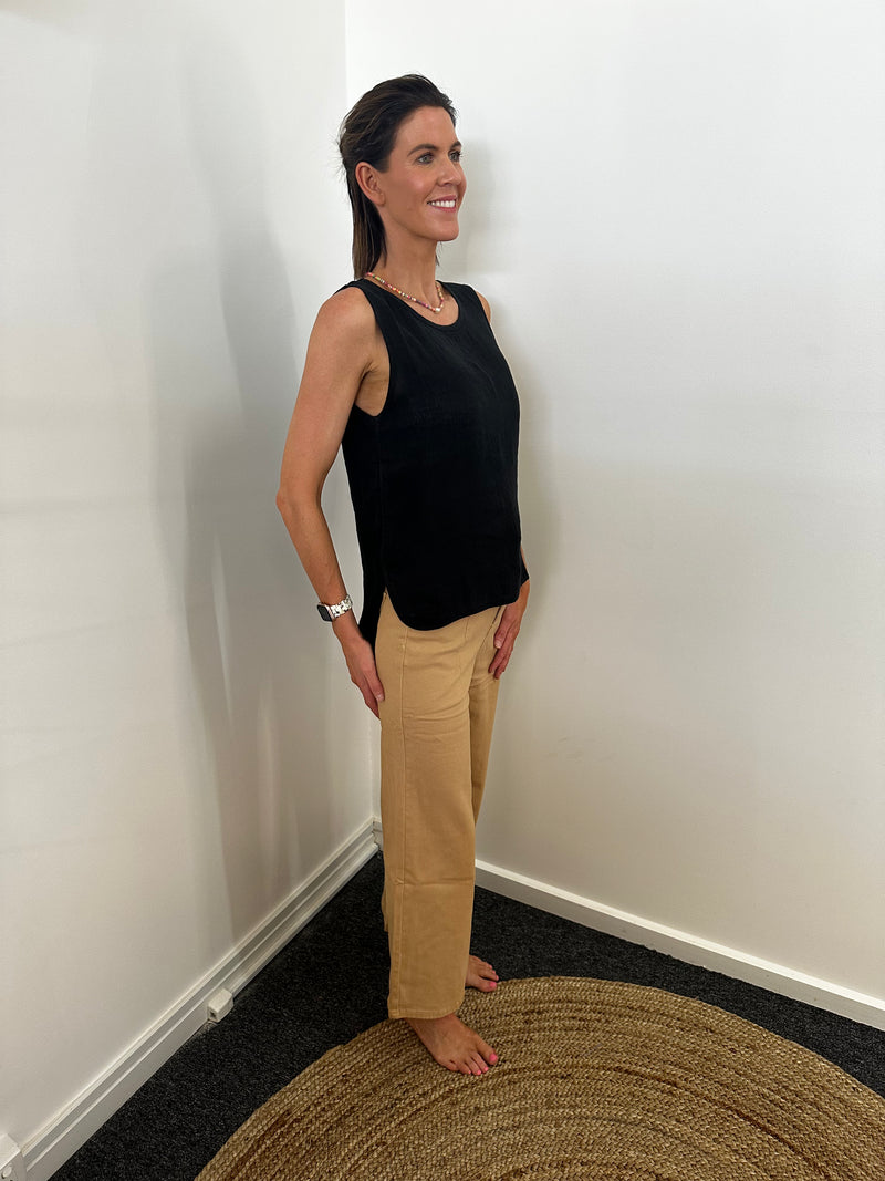 Anya Linen Top Black - Sare Store Little Lies Tops