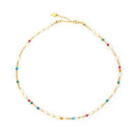 Clover Gemstone and Pearl Necklace