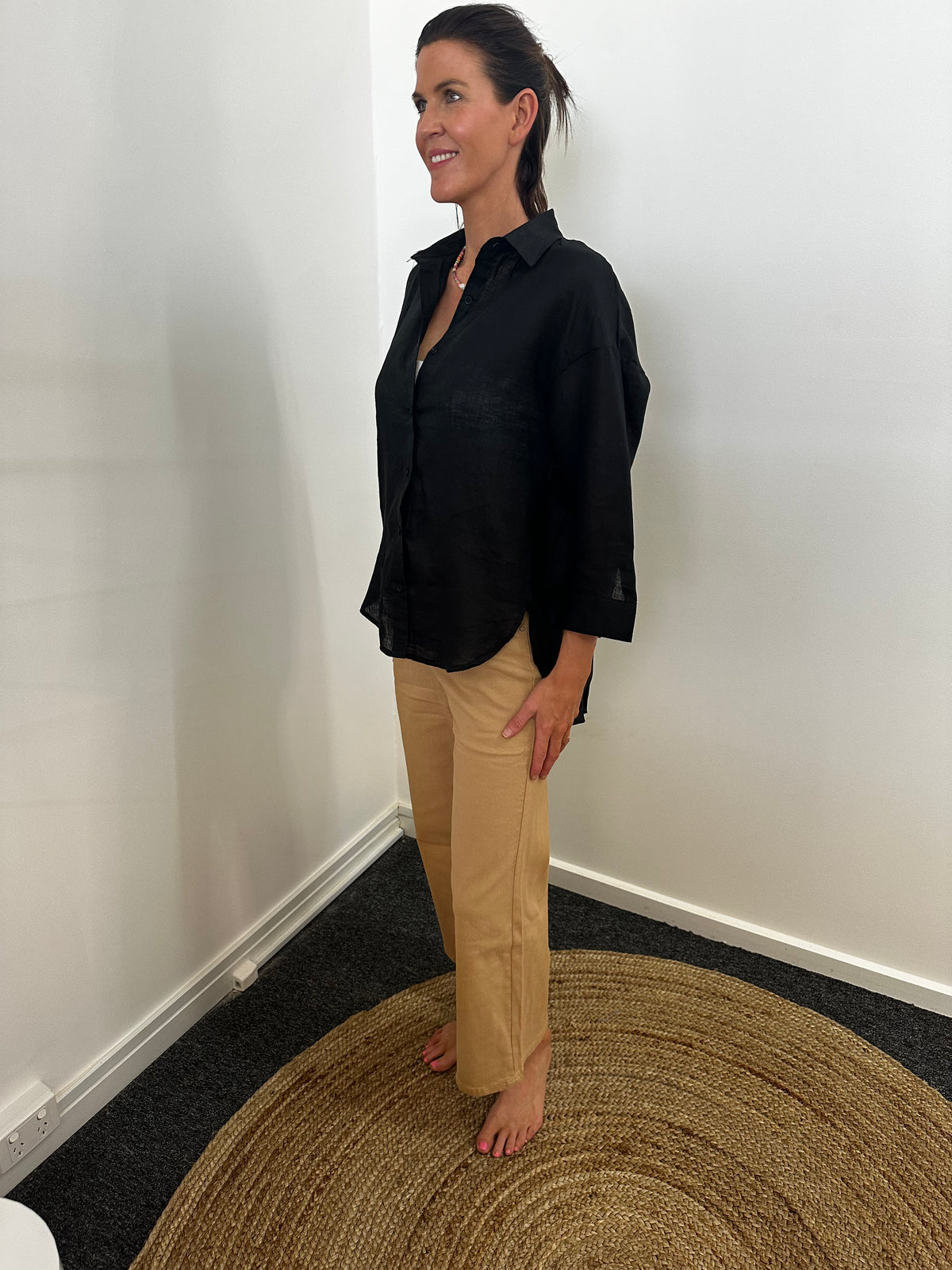 Boyfriend Linen Shirt Black