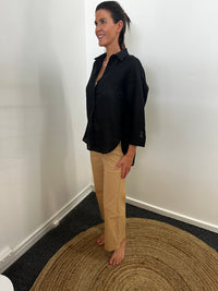 Boyfriend Linen Shirt Black