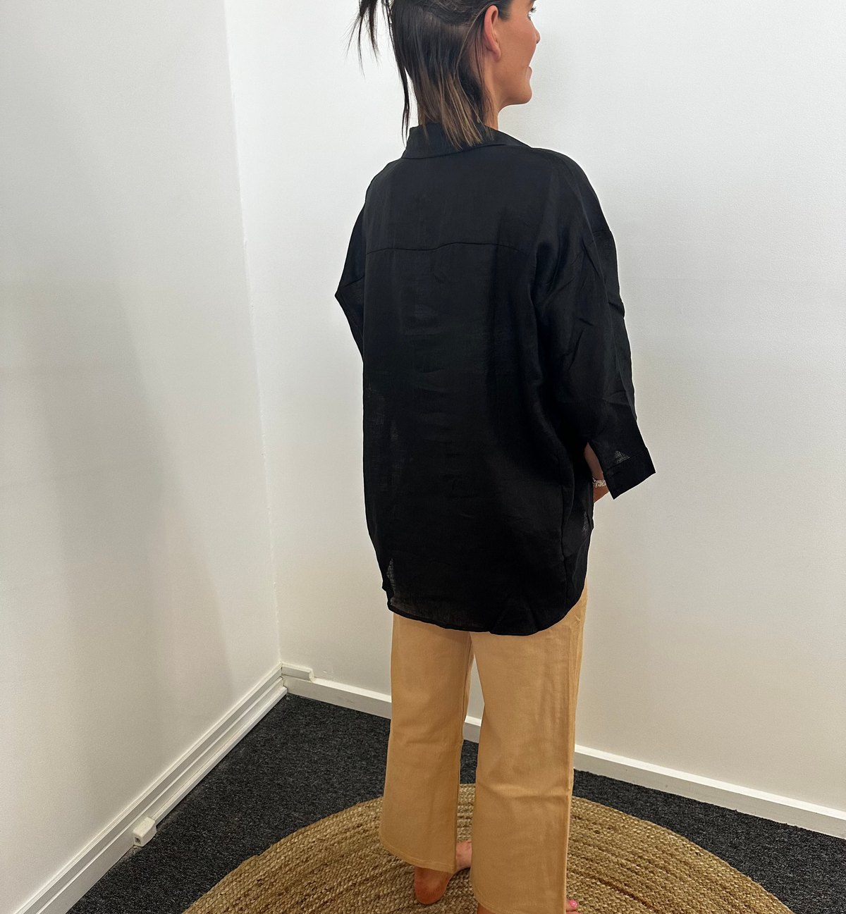 Boyfriend Linen Shirt Black